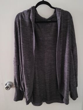 torrid Charcoal Gray Hooded Open-Front Cardigan Sweater